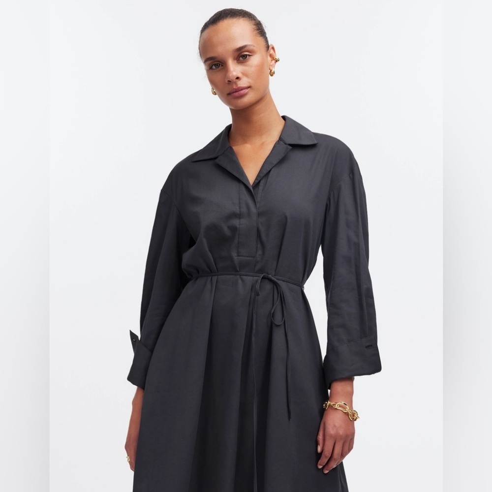 NWT Madewell Belted Mini Shirtdress in Black size medium - Picture 14 of 15
